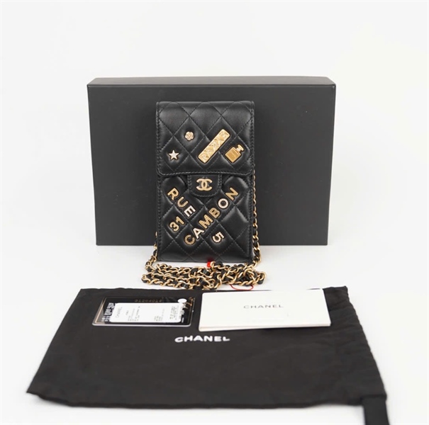Túi Chanel Phone đen đính charm (31264014) sz10 (HC) +
