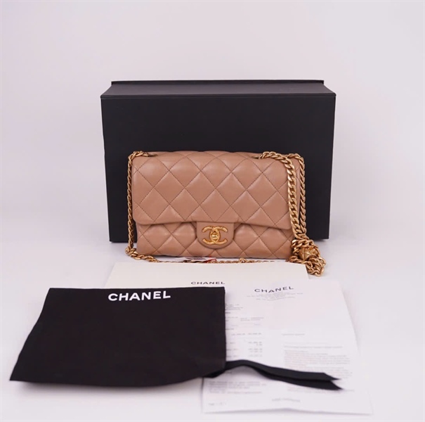 Túi Chanel Classic màu nude đậm sz21 ( AN194U56) +