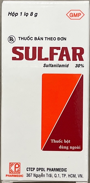 Thuốc bột rắc vết thương Sulfar 8g - Pharmedic JSC