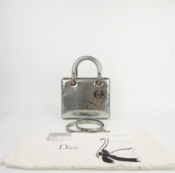 Túi Dior Lady màu bạc khóa kéo (16-14A-1105) SZ 24 KG+