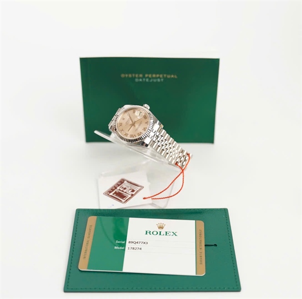 Đồng hồ Rolex mặt tròn hồng quai bạc (178274) (HC) +