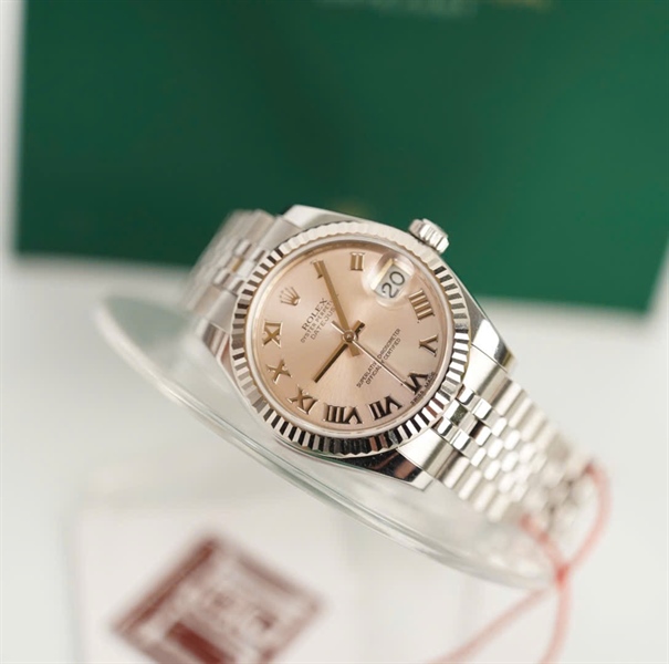 Đồng hồ Rolex mặt tròn hồng quai bạc (178274) (HC) +