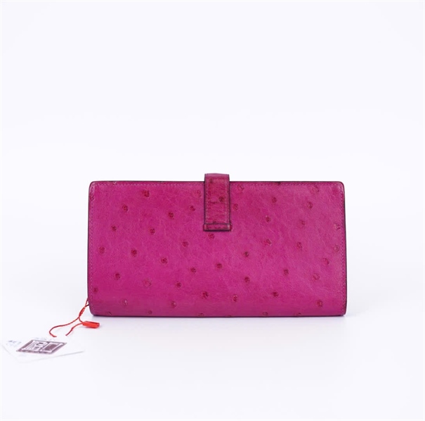 Ví Hermes da đà điểu màu hồng (HC) +