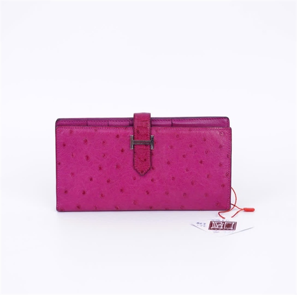 Ví Hermes da đà điểu màu hồng (HC) +