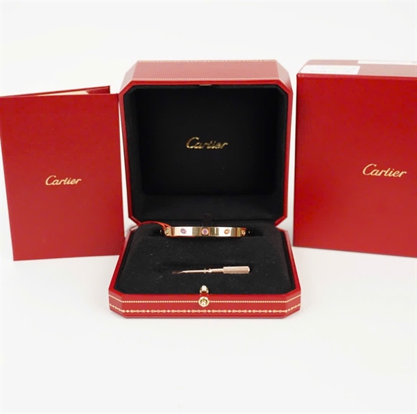 Vòng tay Cartier love bản dầy rose gold sz17 +