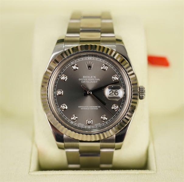 Đồng hồ Rolex mặt tròn viền bạc quai bạc (116334) (HC) +
