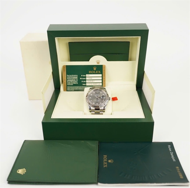 Đồng hồ Rolex mặt tròn viền bạc quai bạc (116334) (HC) +