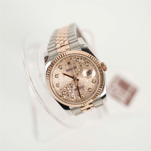 Đồng hồ Rolex mặt tròn viền vàng quai bạc (116231) (HC) +