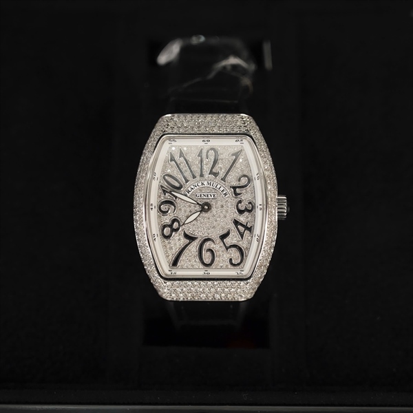 Đồng Hồ Franck Muller mặt vuông đính đá quai đen (N3155) (HC) +