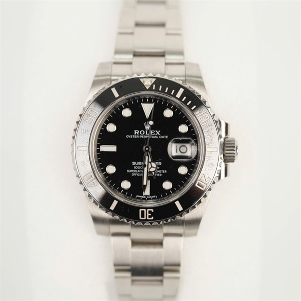 Đồng hồ Rolex mặt tròn viền bạc quai bạc (116610LN) (HC) +