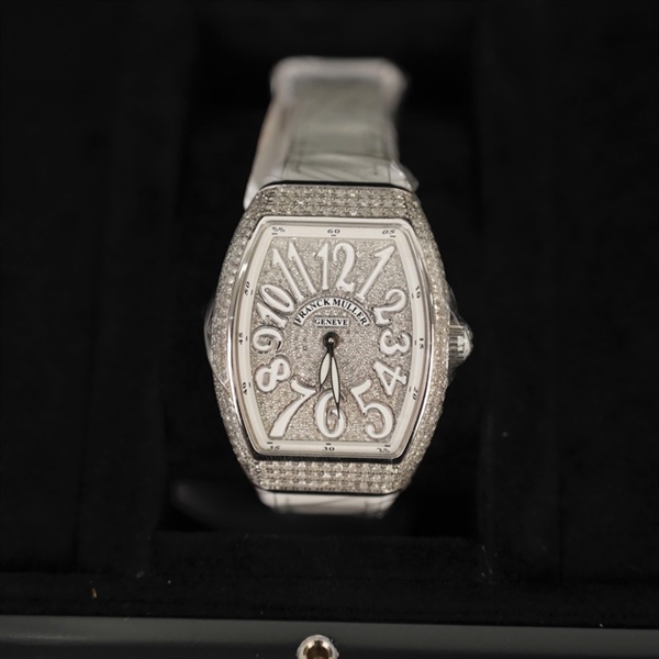 Đồng Hồ Franck Muller mặt vuông đính đá quai trắng (N2175) (HC) +