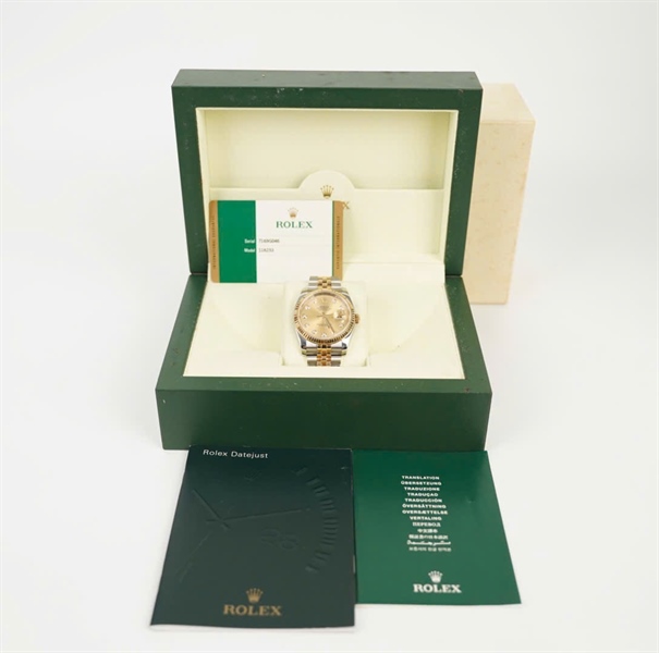 Đồng hồ Rolex mặt tròn viền vàng quai bạc (116233) (HC) +