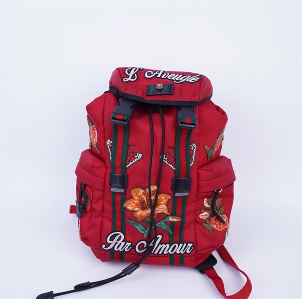 Balo GG màu đỏ in hoa bướm (G022199928) +