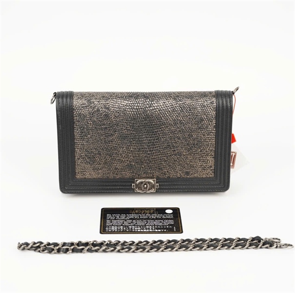 Túi Chanel Boy màu xám viền đen (21600958) sz19 (HC) +