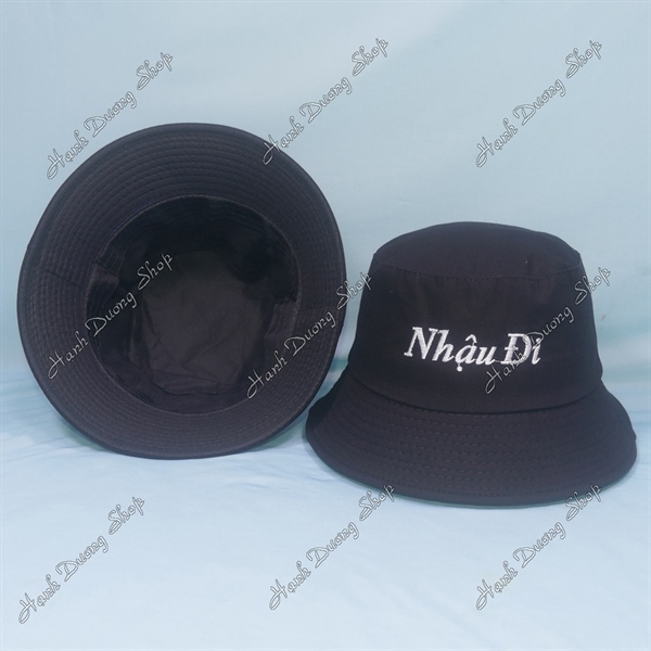 Nón tai bèo mũ bucket vành nhỏ thêu chữ Nhậu Đi