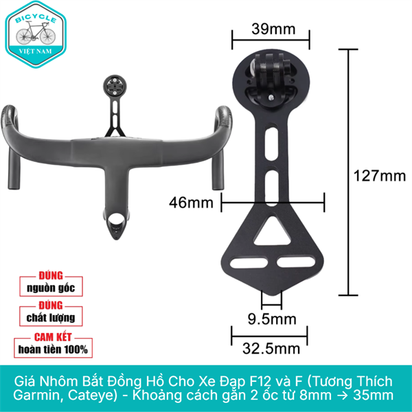Giá Nhôm Bắt Đồng Hồ Xe Đạp Pinarello F F12 F14 – Hỗ Trợ Cateye, Garmin, Bryton, iGPSPORT