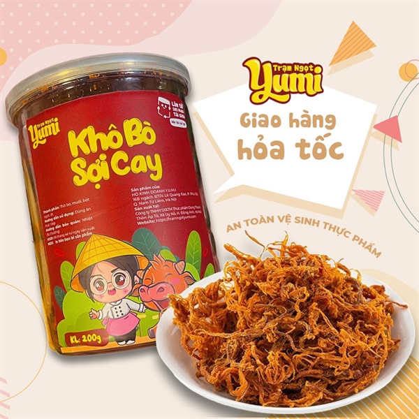 Khô bò sợi cay Yumi đồ ăn vặt hải sản khô thơm ngon