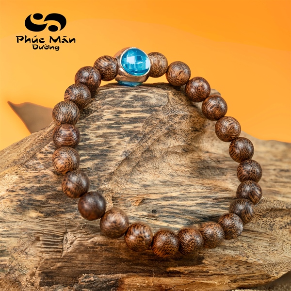 Vòng Trầm Tốc Thiên Nhiên Phối Charm Ngũ Sắc Bằng Đồng Mạ Vàng Hồng Theo Bản Mệnh Ngũ Hành