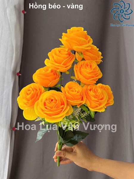Hồng béo - vàng - Hoa cành ngắn - Hoa Lụa Vân Vượng