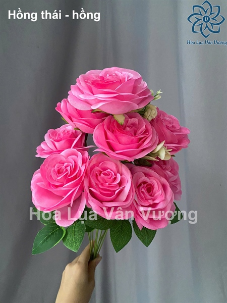 Hồng thái - hồng - Hoa cành ngắn - Hoa Lụa Vân Vượng