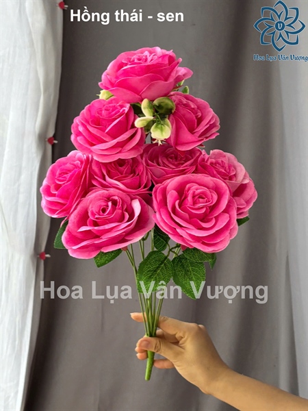 Hồng thái - sen - Hoa cành ngắn - Hoa Lụa Vân Vượng