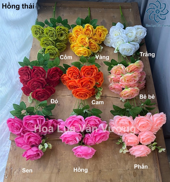 Hồng thái - Hoa cành ngắn - Hoa Lụa Vân Vượng