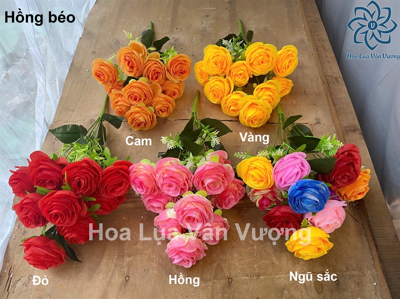 Hồng béo - Hoa cành ngắn - Hoa Lụa Vân Vượng