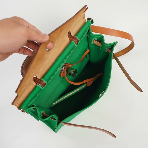 Túi Hermes màu xanh nắp nâu sz30 (BMC) +