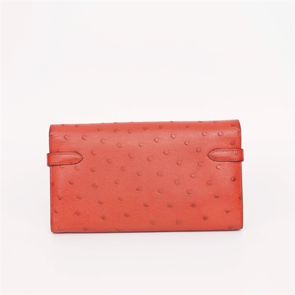 Ví Hermes da đà điểu màu nâu Stamp Q (HC) +