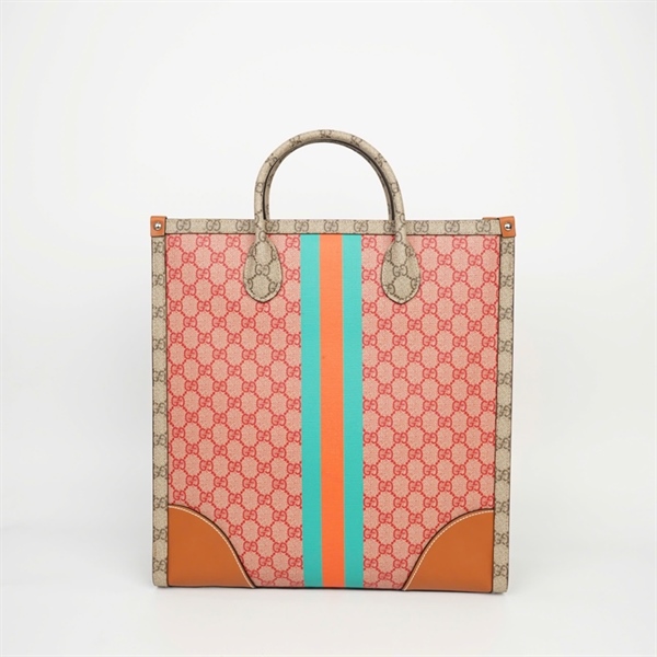 Túi GG Tote họa tiết logo đỏ viền xám (D039517474) sz36 +