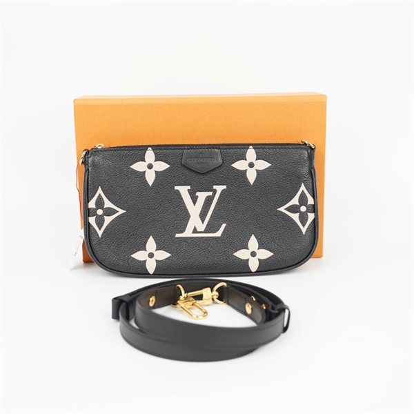 Túi LV Multi Pochette nền đen hoa trắng sz22 (HT) +