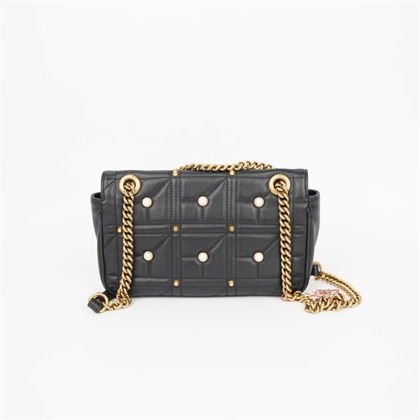 Túi GG Marmont đen đính hạt châu (C021151318) sz 25 (HT) KG+