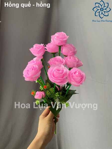 Hồng quế - hồng - Hoa cành ngắn - Hoa Lụa Vân Vượng