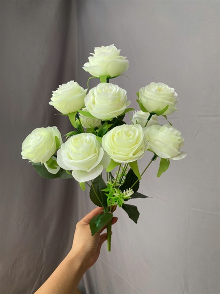 Hồng béo - trắng - Hoa cành ngắn - Hoa Lụa Vân Vượng