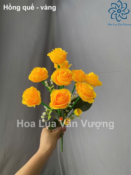 Hồng quế - vàng - Hoa cành ngắn - Hoa Lụa Vân Vượng