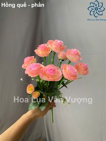 Hồng quế - phấn - Hoa cành ngắn - Hoa Lụa Vân Vượng