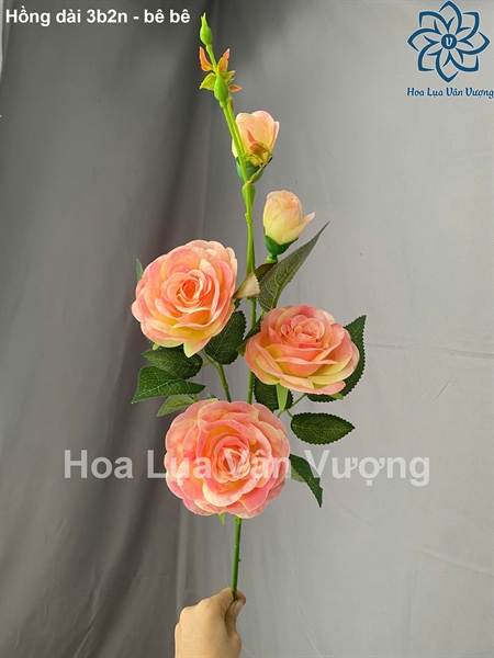 Hồng dài 3b2n - bê bê - Hoa cành dài - Hoa Lụa Vân Vượng