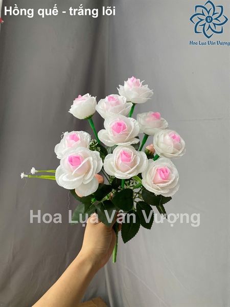 Hồng quế - trắng lõi - Hoa cành ngắn - Hoa Lụa Vân Vượng