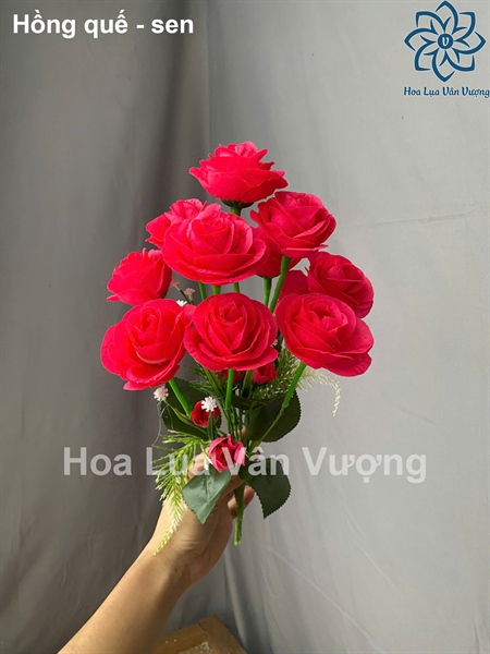 Hồng quế - sen - Hoa cành ngắn - Hoa Lụa Vân Vượng