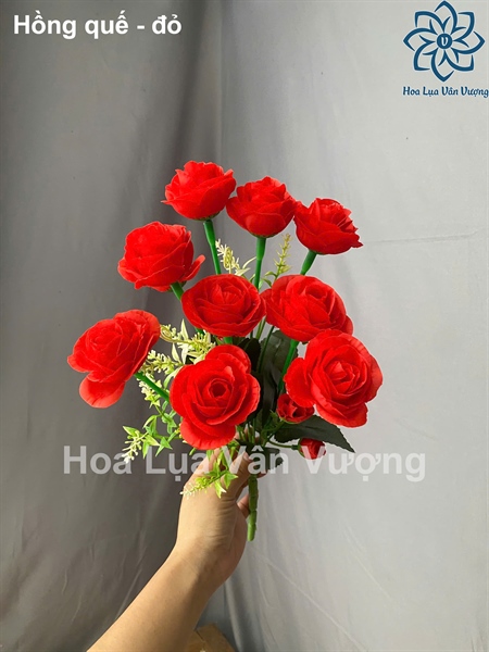 Hồng quế - đỏ - Hoa cành ngắn - Hoa Lụa Vân Vượng