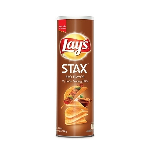 Snack khoai tây Lay's stax vị sườn nướng BBQ 100g