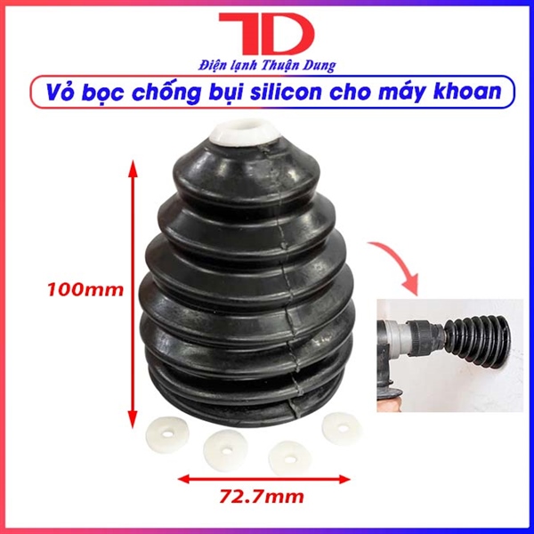 Vỏ bọc chống bụi cho máy khoan silicon, 10 cm - Màu đen, hứng bụi khoan