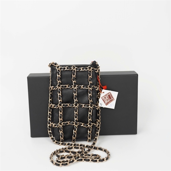 Túi Chanel Phone đen đan lưới (28857141) sz8 (HC) +