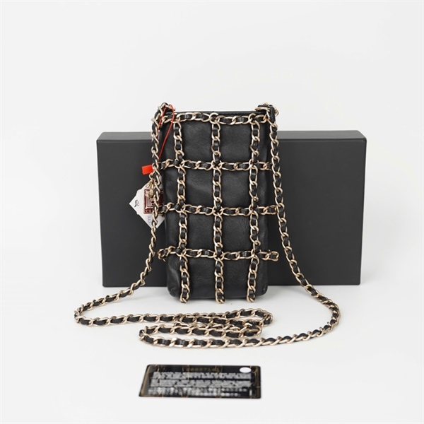 Túi Chanel Phone đen đan lưới (28857141) sz8 (HC) +