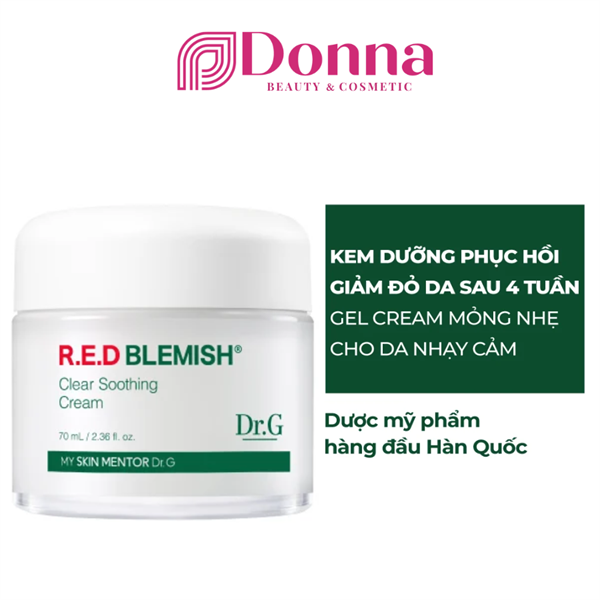 Kem Dưỡng Ẩm Làm Dịu Da, Giúp Phục Hồi Và Giảm Đỏ Da Dr.G R.E.D Blemish Clear Soothing Cream 70ml
