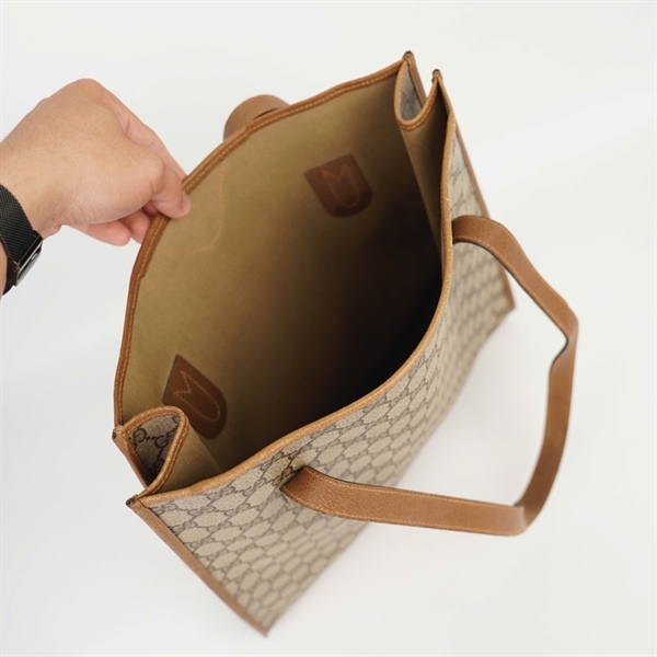 Túi GG tote xám viền nâu sz37 +