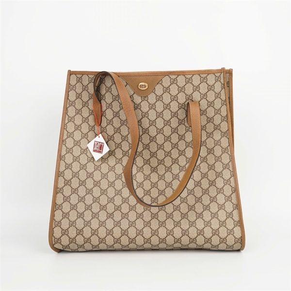 Túi GG tote xám viền nâu sz37 +