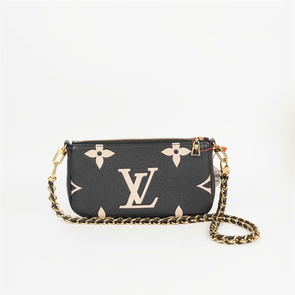 Túi LV Multi Pochette nền đen hoa trắng sz20 KG+