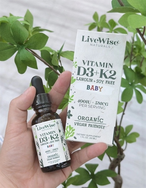 D3K2 LIVEWISE HỮU CƠ ORGANIC( air ) 4 giọt cho bé từ 0m+