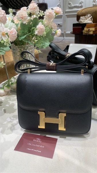 túi hermes constance đen khoá vàng, da epsom size 18 chất auth